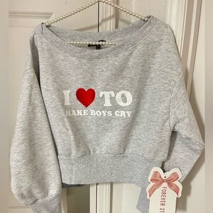 Torn tag Forever 21 Gray Crop Top with Red Heart